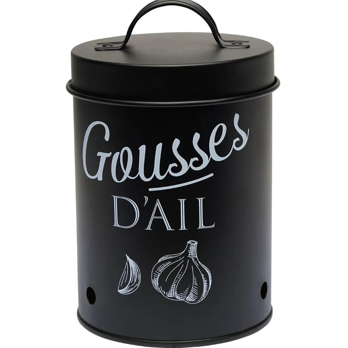 Boîte de conservation métal noir pour ail^Gifi Discount