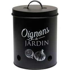 Boîte de conservation métal noir pour oignon^Gifi New