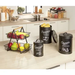 Boîte de conservation métal noir pour oignon^Gifi New