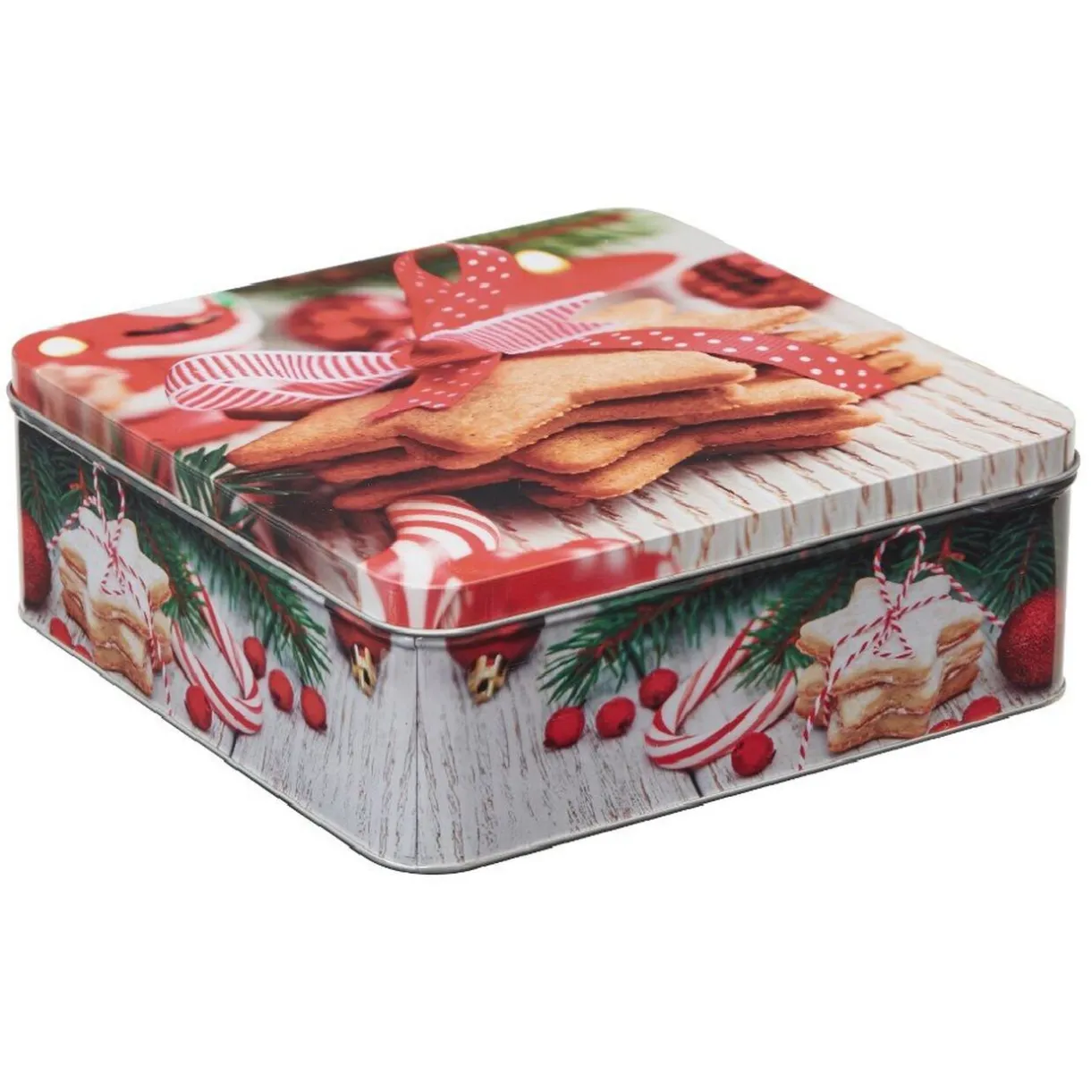 Boîte de Noël carré vintage métal motif biscuit étoile^Gifi Hot