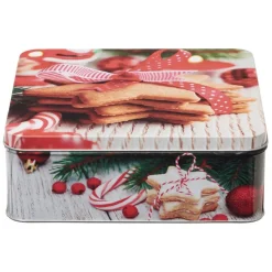 Boîte de Noël carré vintage métal motif biscuit étoile^Gifi Hot