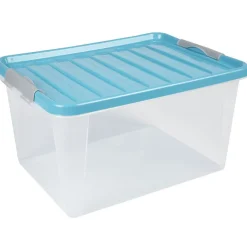 Entretien Du Linge|Gifi Boîte de rangement à clips 31 L transparent et violet