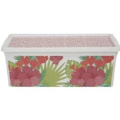 Entretien Du Linge|Gifi Boîte de rangement 6 L design fleur et feuille exotique