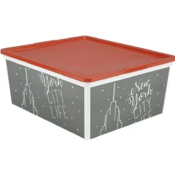 Entretien Du Linge|Gifi Boîte de rangement 18 L design city