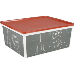 Entretien Du Linge|Gifi Boîte de rangement 18 L design city