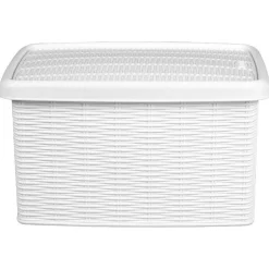 Rangement|Gifi Boîte de rangement 5 L double ouverture blanche effet osier