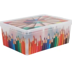 Rangement|Gifi Boîte de rangement 18 L motif crayon