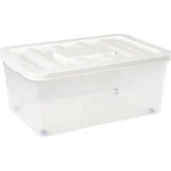 Rangement|Gifi Boîte de rangement avec roulettes et couvercle 46 L