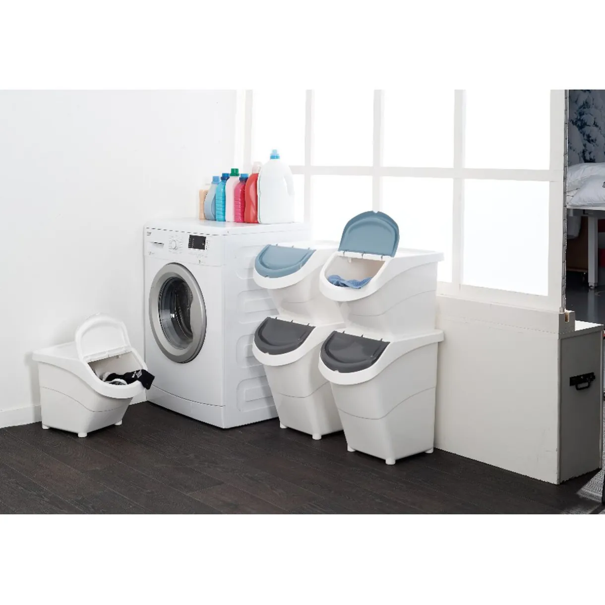 Rangement|Gifi Boîte de rangement blanche avec couvercle 40 L