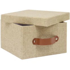 Rangement|Gifi Boîte de rangement décor lin beige 21x21xH12,5cm