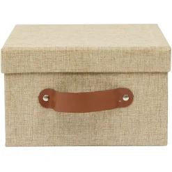 Rangement|Gifi Boîte de rangement décor lin beige 21x21xH12,5cm