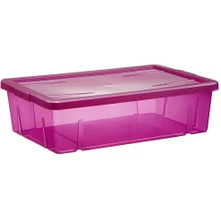 Rangement|Gifi Boîte de rangement dessous de lit violet transparent avec couvercle 28L
