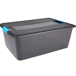 Rangement|Gifi Boîte de rangement gris fumé Kliker avec poignées clips 35 L