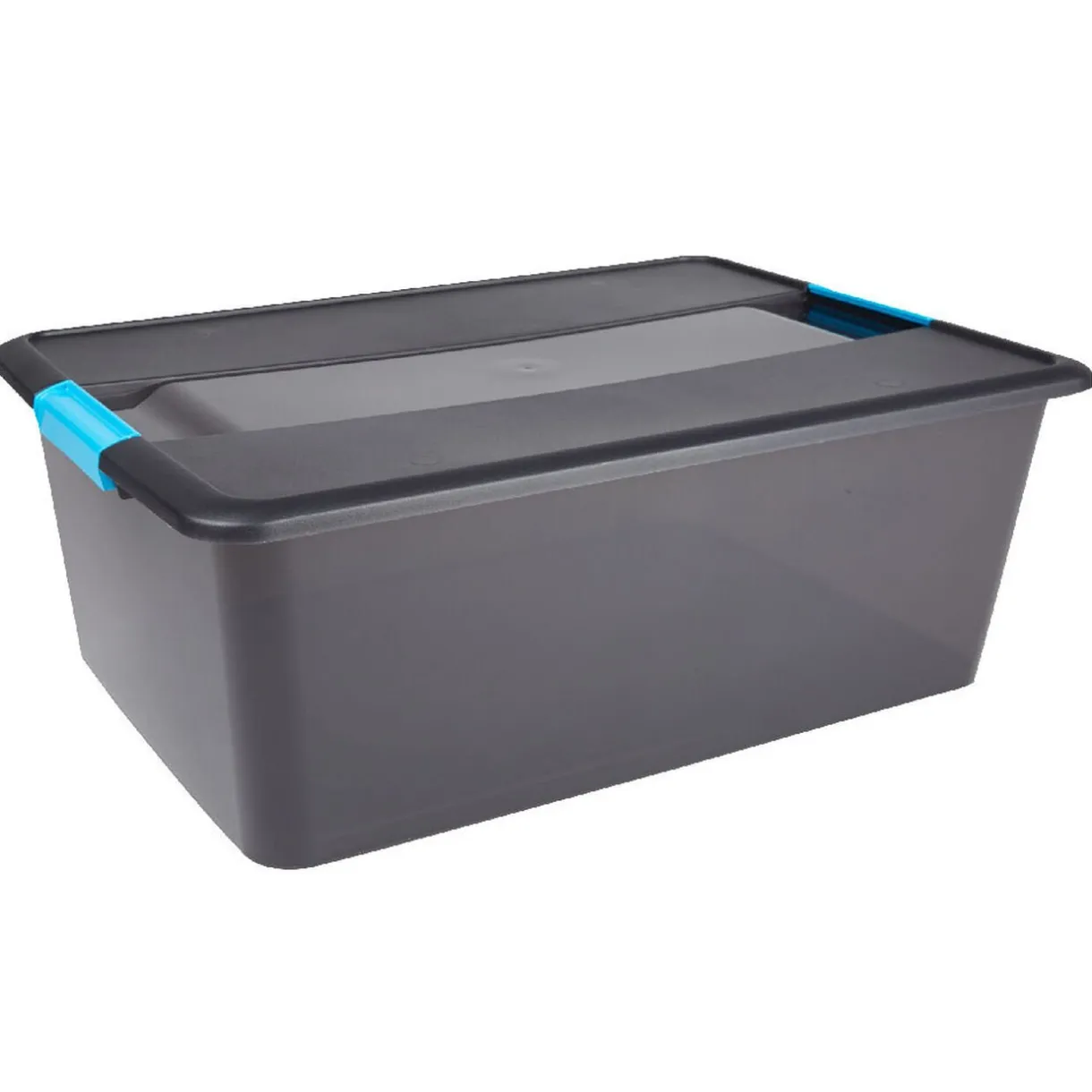 Rangement|Gifi Boîte de rangement gris fumé Kliker avec poignées clips 35 L