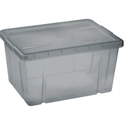 Rangement|Gifi Boîte de rangement gris fumé avec couvercle 30L