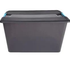 Rangement|Gifi Boîte de rangement Kliker avec couvercle à clips fumé 48 L