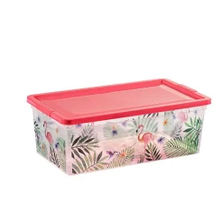 Rangement|Gifi Boîte de rangement motif flamant rose et feuilles 6 L