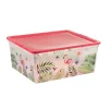 Rangement|Gifi Boîte de rangement motif flamant rose et feuilles 18 L