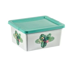 Rangement|Gifi Boîte de rangement motif toucan et feuilles de palmier 2 L