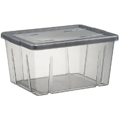 Rangement|Gifi Boîte de rangement noir transparent avec couvercle 30L