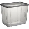 Rangement|Gifi Boîte de rangement noir transparent avec couvercle 82L