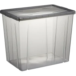 Rangement|Gifi Boîte de rangement noir transparent avec couvercle 82L