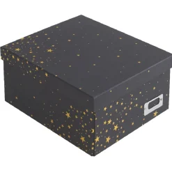 Rangement|Gifi Boîte de rangement noire motif étoiles dorées