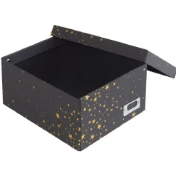 Rangement|Gifi Boîte de rangement noire motif étoiles dorées