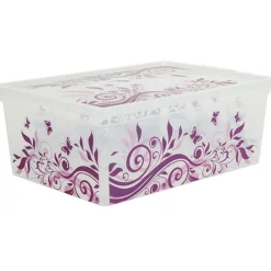 Entretien Du Linge|Gifi Boîte de rangement plastique 10 L design arabesque