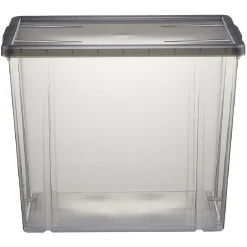 Rangement|Gifi Boîte de rangement ransparente avec couvercle gris 82L
