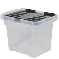 Rangement|Gifi Boîte de rangement transparente à couvercle noir à clips 9 L