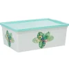 Rangement|Gifi Boîte de rangement transparente et verte motif toucan 11 L