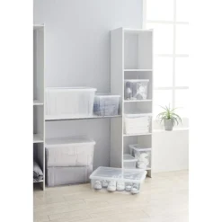 Rangement|Gifi Boîte de rangement transparente avec couvercle 82L