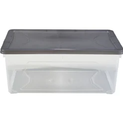 Entretien Du Linge|Gifi Boîte de rangement transparente couvercle gris 10 L x6