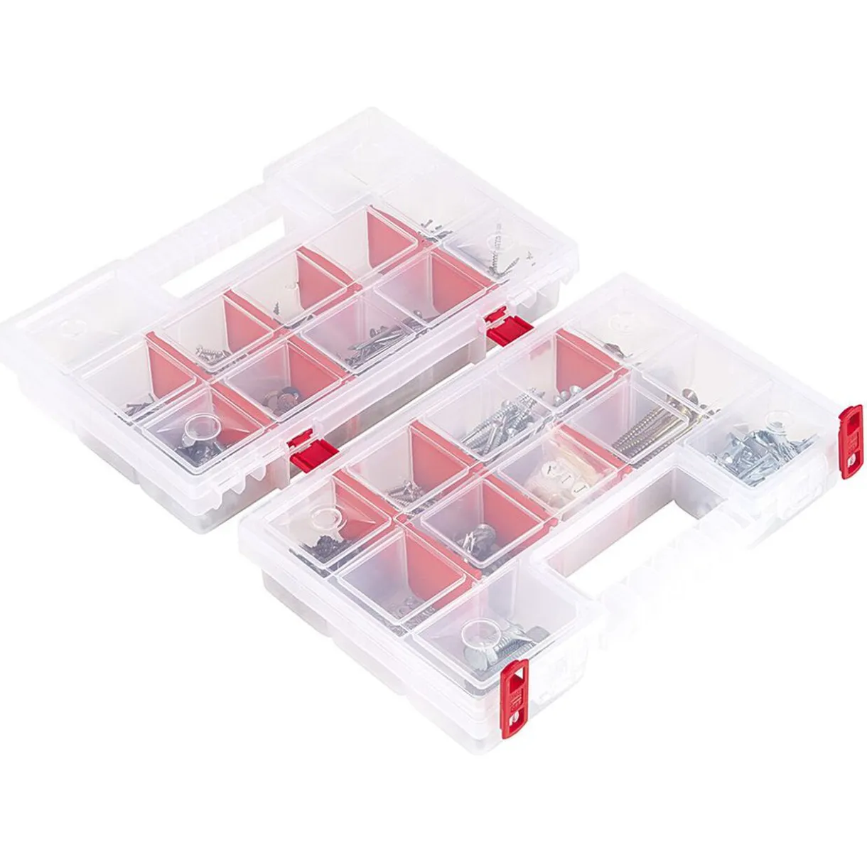 Entretien Du Linge|Gifi Boîte de rangement transparente avec séparateur amovible orange