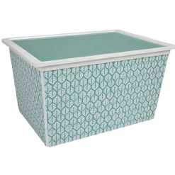 Rangement|Gifi Boîte de rangement vert et blanc exotique 50 L
