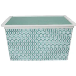 Rangement|Gifi Boîte de rangement vert et blanc exotique 50 L