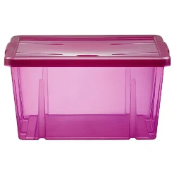 Rangement|Gifi Boîte de rangement violet transparent avec couvercle 30L