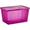 Rangement|Gifi Boîte de rangement violet transparent avec couvercle 54L