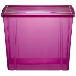 Rangement|Gifi Boîte de rangement violet transparent avec couvercle 82L