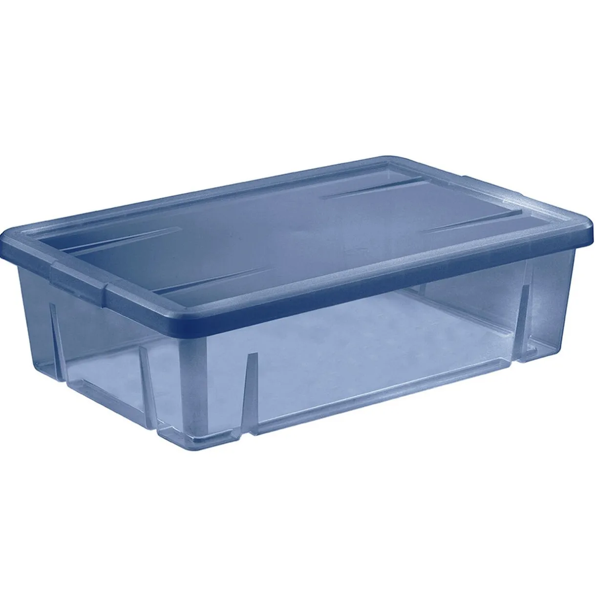 Rangement|Gifi Boîte dessous de lit en plastique bleu 28L