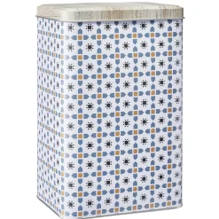 Boîte en métal décor carreau de ciment avec couvercle effet bois^Gifi Sale