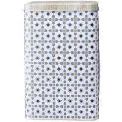 Boîte en métal décor carreau de ciment avec couvercle effet bois^Gifi Sale