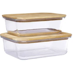 Boîte en verre avec couvercle bambou x2^Gifi