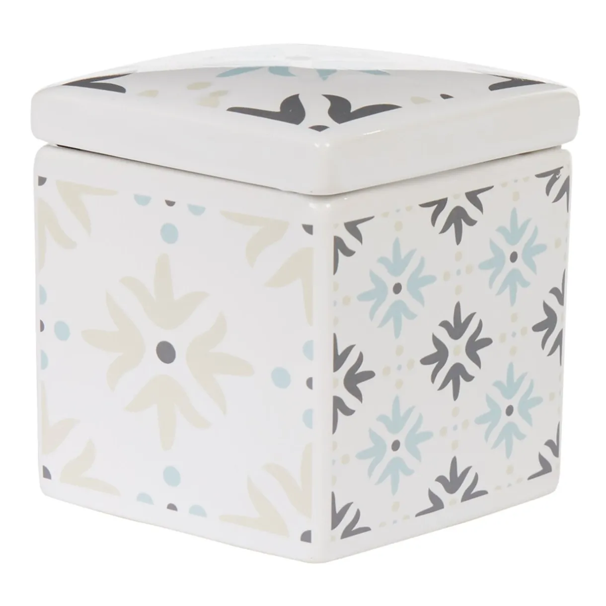 Nettoyage Et Entretien|Gifi Boîte poubelle à coton blanche motif carreau de ciment