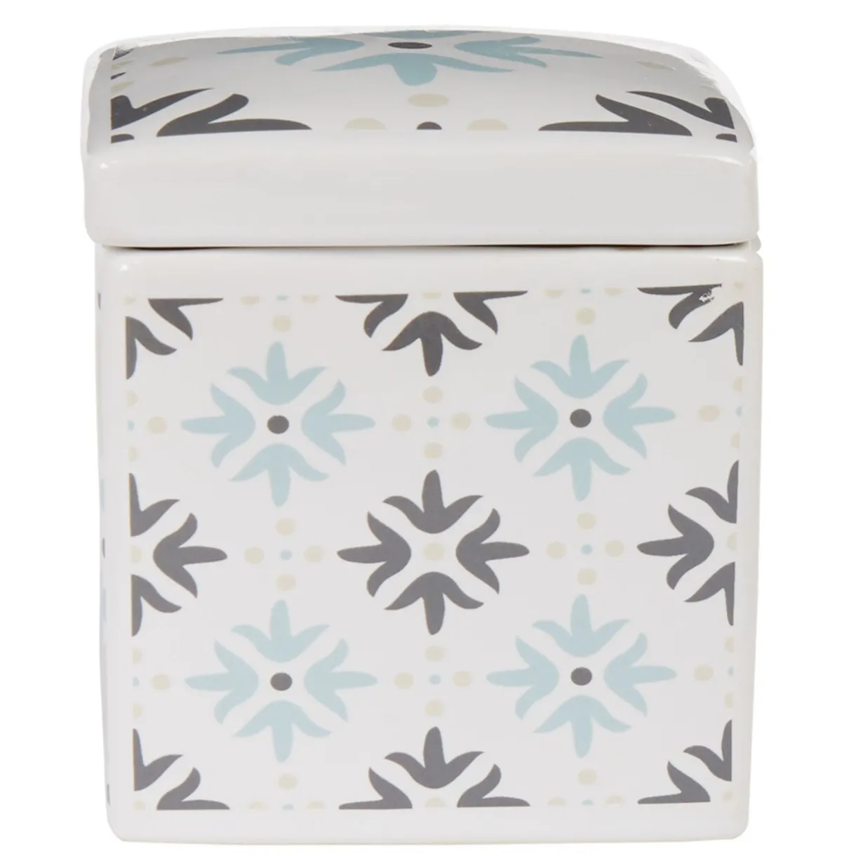 Nettoyage Et Entretien|Gifi Boîte poubelle à coton blanche motif carreau de ciment