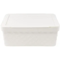 Entretien Du Linge|Gifi Boîte rangement en plastique blanc design relief 11L