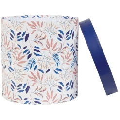 Entretien Du Linge|Gifi Boîte rangement ronde déco empilable motif fleuri bleu et blanc x3
