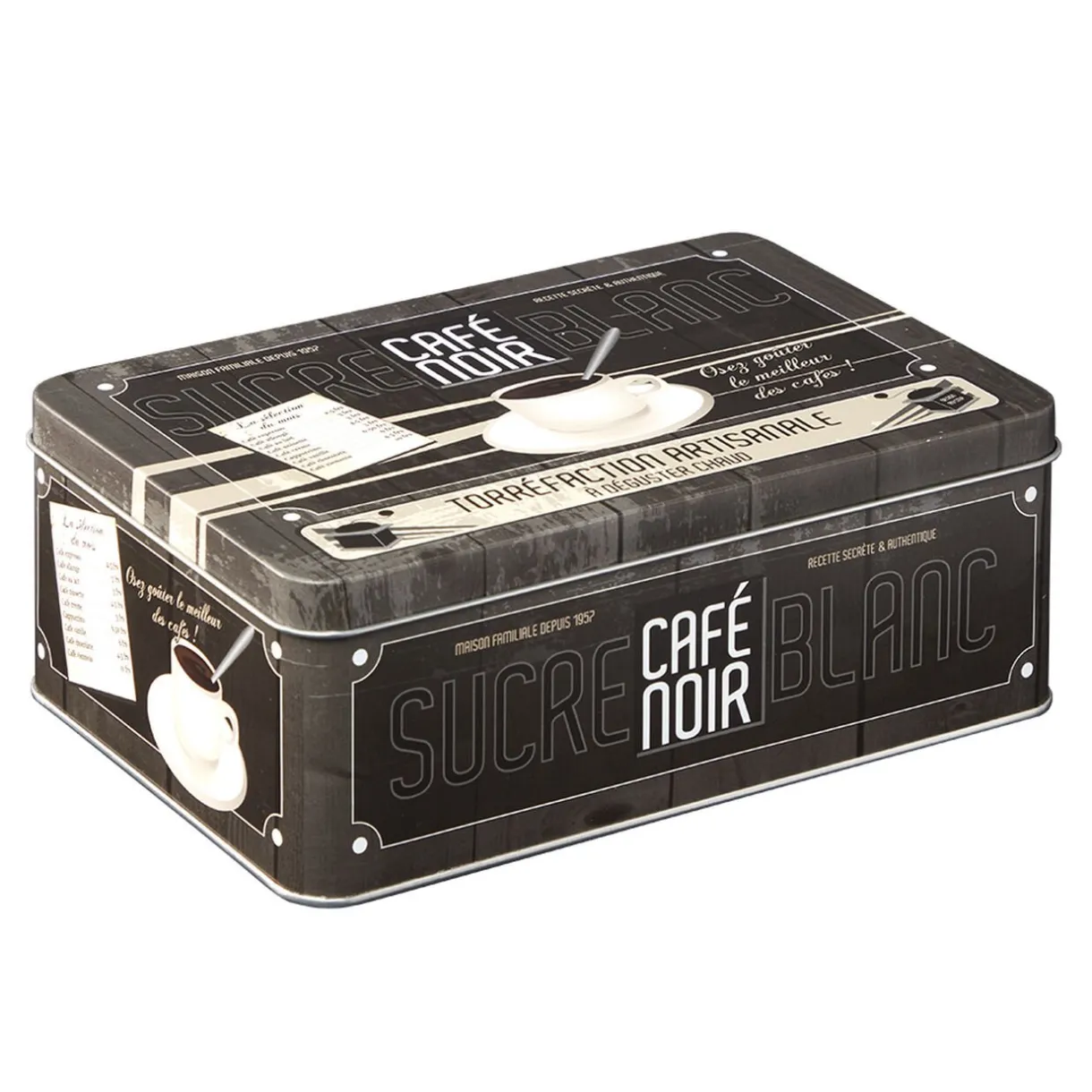 Boîte rectangulaire en métal design café noir^Gifi Discount