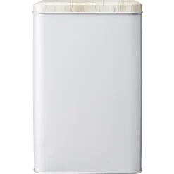 Boîte rectangulaire en métal gris avec couvercle effet bois^Gifi Hot